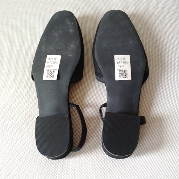 Black Vegan Suede low-heel slingback pumps, NEW size 9 fits small - Picture 12 of 14